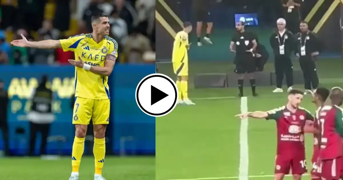 cristiano ronaldo looks frustrated after jhon duran receives red card