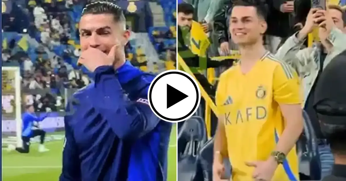 cristiano ronaldo s amused reaction on seeing his lookalike in stands during al nassr s defeat against al ettifaq