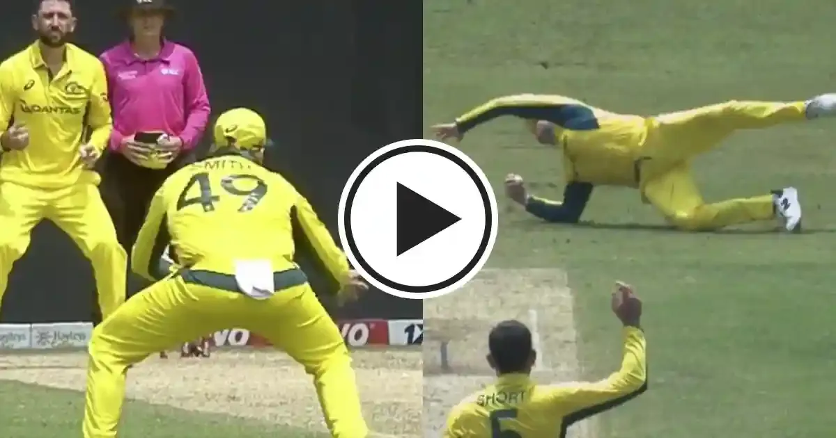 steven smith grabs blinder at slip assists matthew short to get rid of dunith wellalage in first odi vs sl