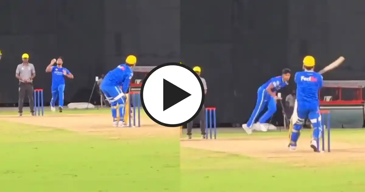 ms dhoni brings up his trademark helicopter shot hits m pathirana for a six in csk practice session