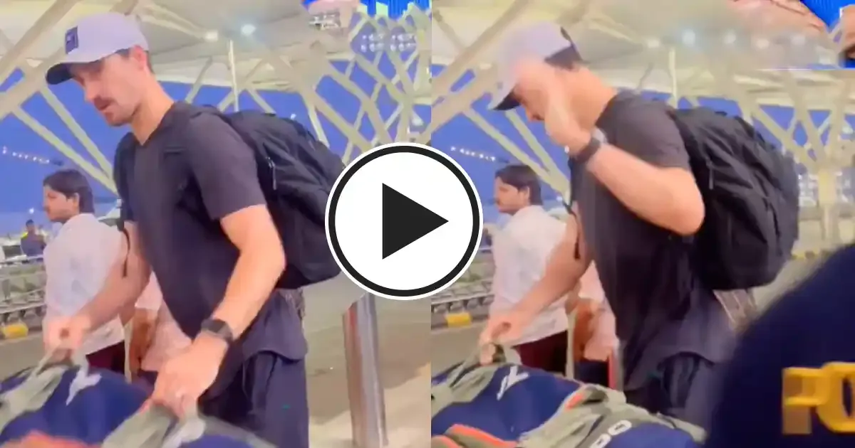 irritated mitchell starc loses cool with fan at airport video surfaces online