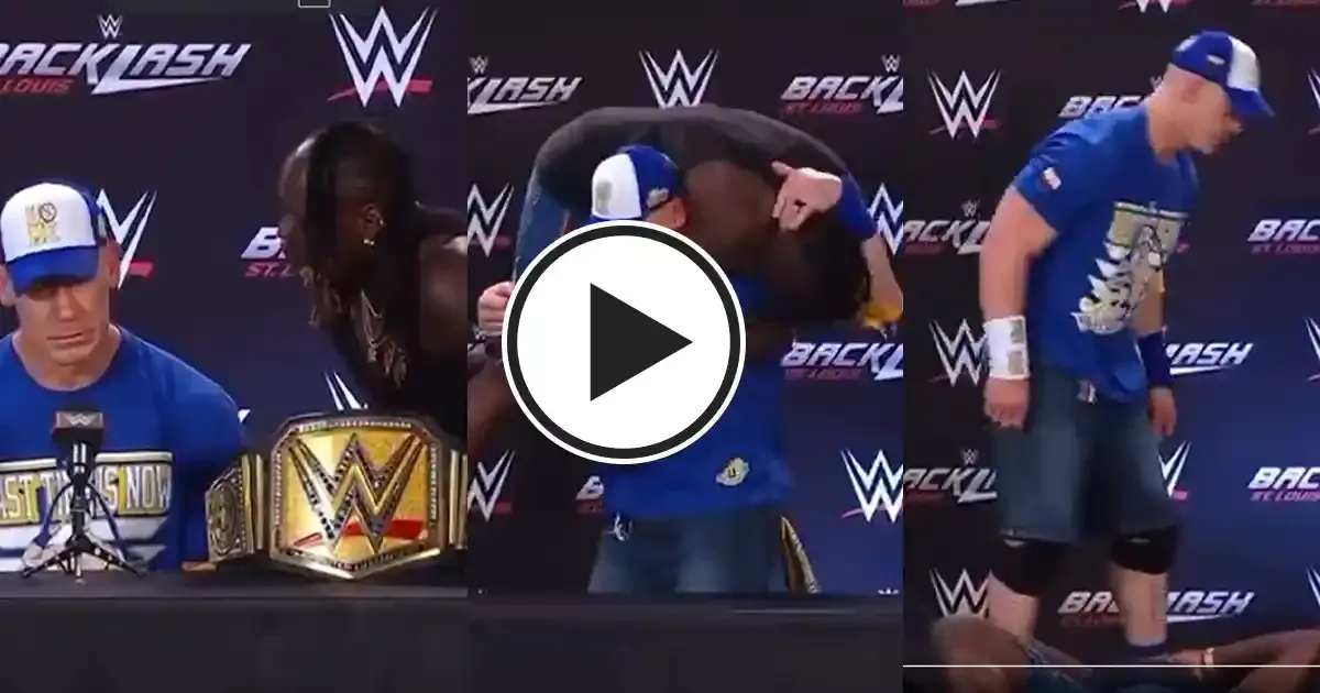 john cena puts r truth through the table after retaining wwe title against randy orton at backlash ple