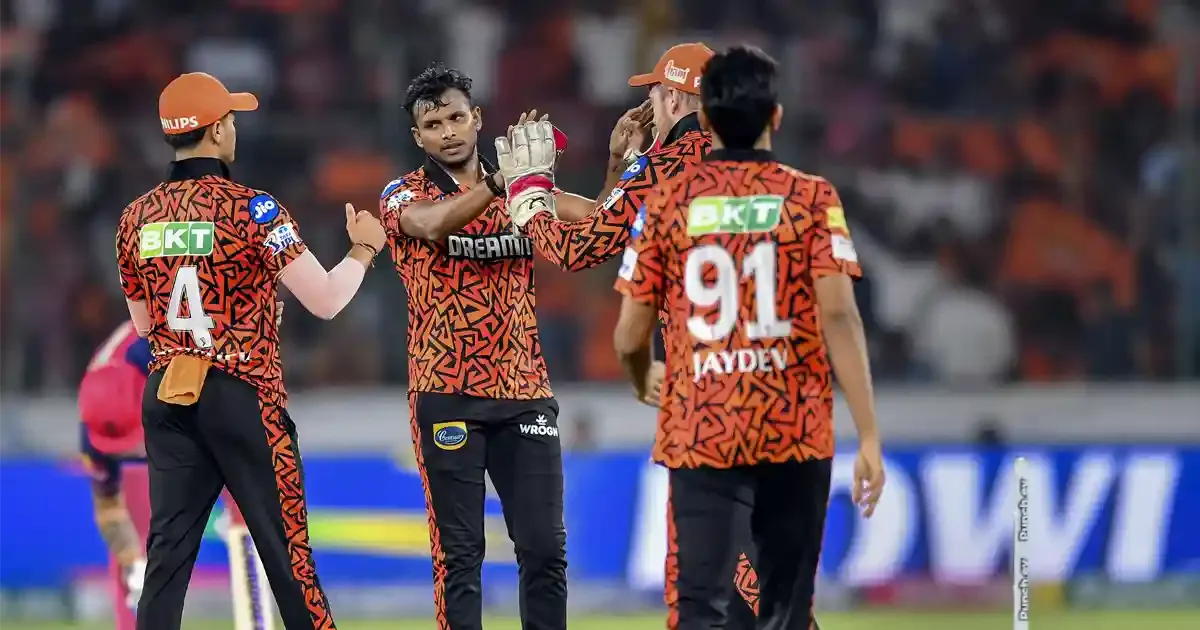 srh bagged intriguing one wicket win over rr in last ball thriller in ipl 2024