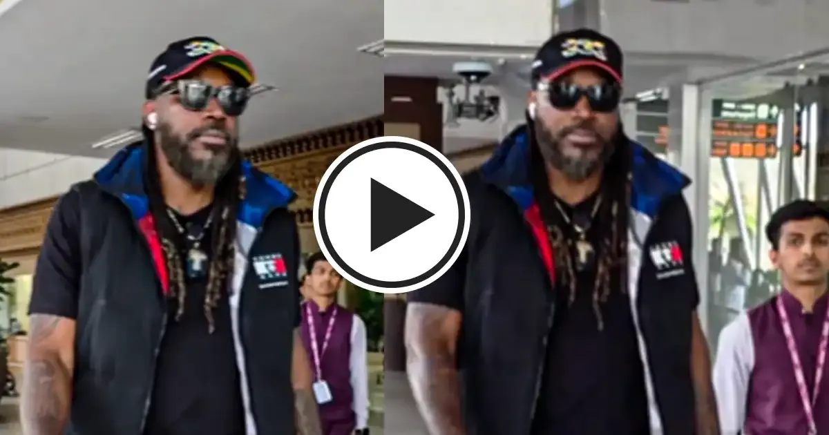 chris gayle arrives in ahmedabad to watch rcb take on pbks in ipl 2025 final