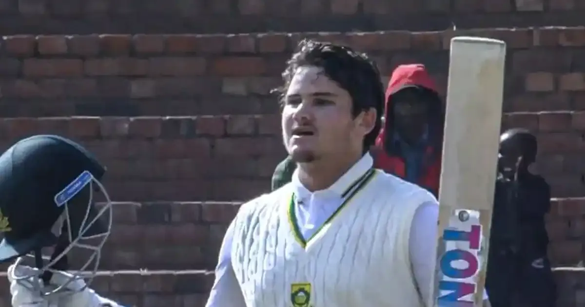 south african teenage sensation lhuan dre pretorius scores hundred on test debut against zimbabwe