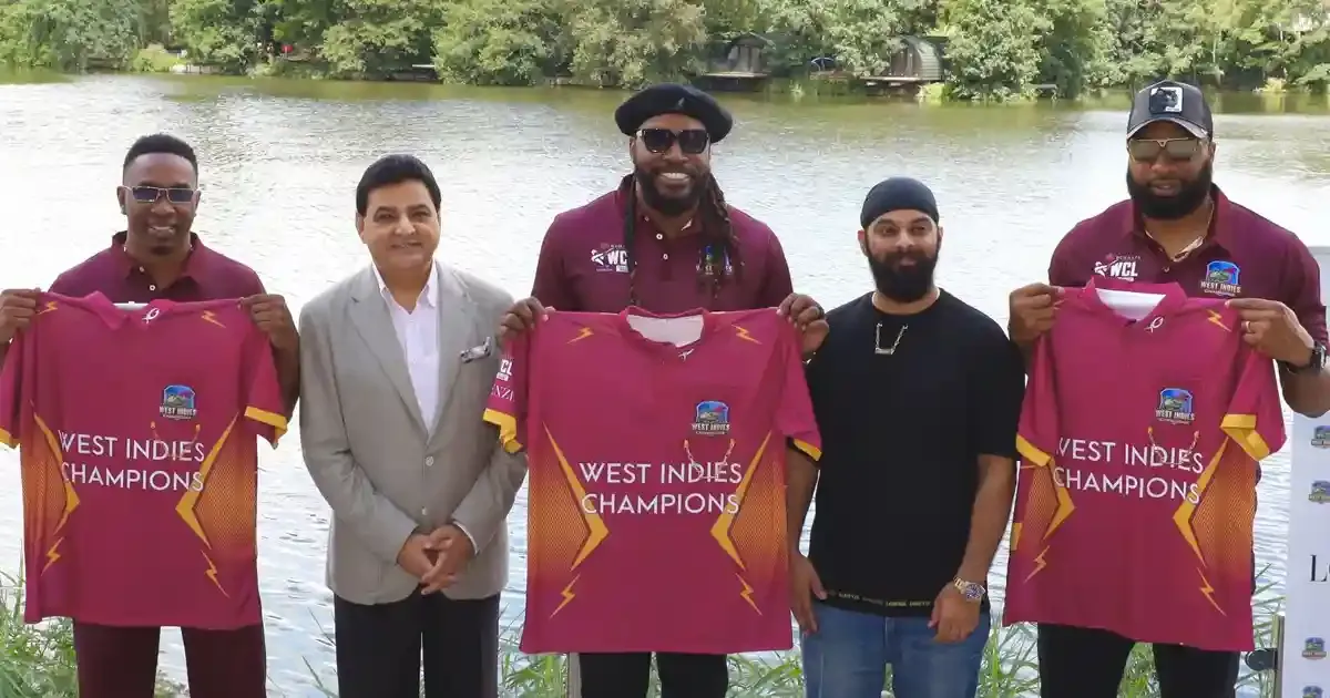 chris gayle dwayne bravo to sport most expensive cricket jersey in wcl 2025 sportstiger