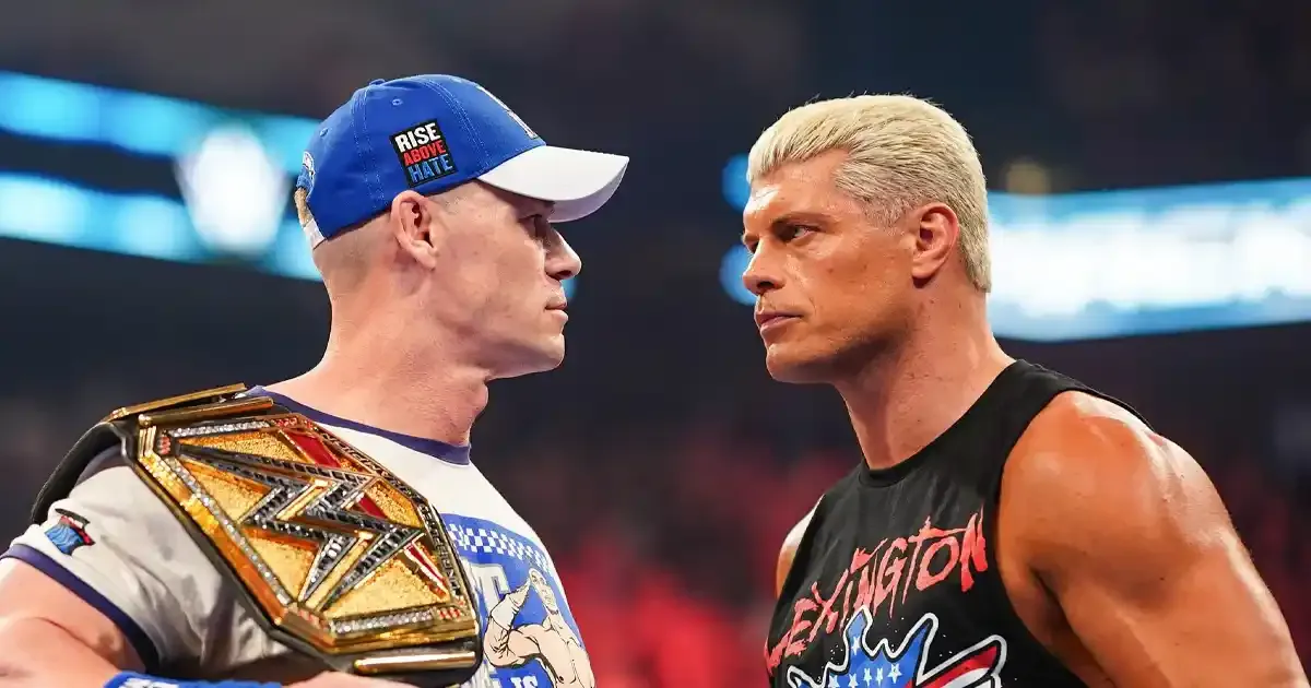 wwe champion john cena and cody rhodes side by side