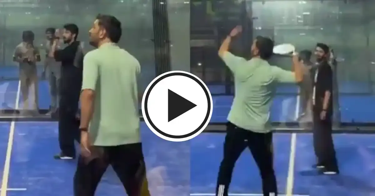 ms dhoni and anirudh ravichander s viral video contesting in a padel match