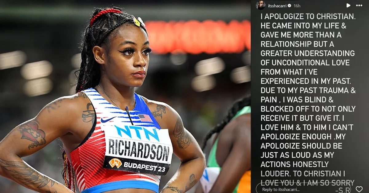 sha carri richardson issues public apology to christian coleman after domestic violence arrest