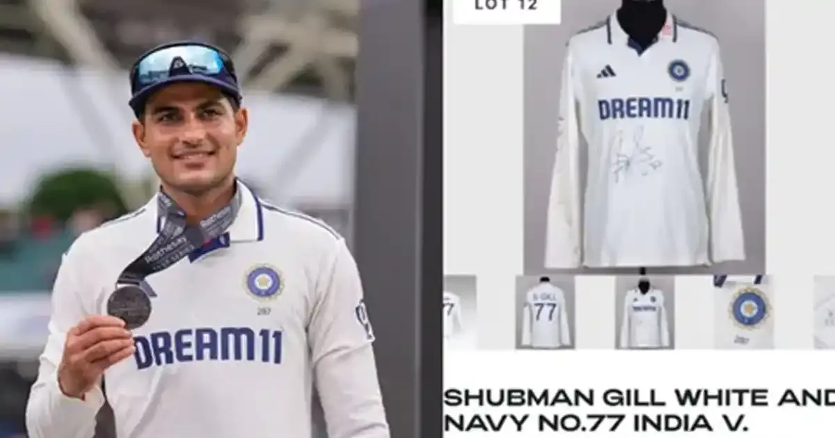 shubman gill s test jersey gets record amount at red for ruth charity auction